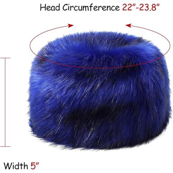 Faux Fur Cossack Russian Style Hat Blue - Picture 3 of 7
